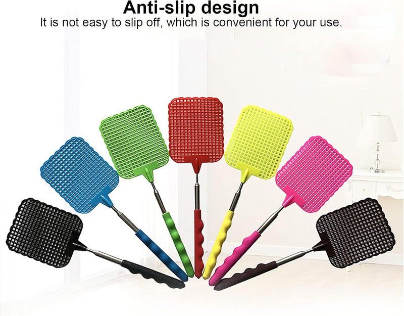 KooingTech 9PCS Fly Swatter, 10 to 29in Retractable Fly Swatter, Flyswatter with 3x3.7in Mesh Frame Suitable for Various Places Such as Homes Offices Outdoors and Camping - Image 3
